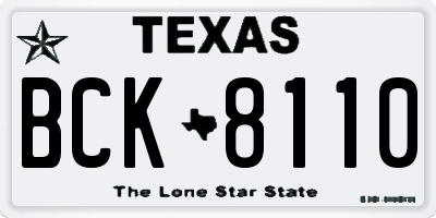 TX license plate BCK8110