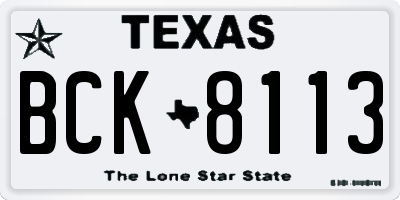 TX license plate BCK8113