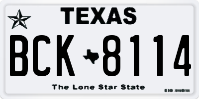 TX license plate BCK8114