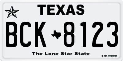 TX license plate BCK8123