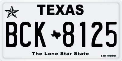 TX license plate BCK8125