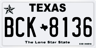 TX license plate BCK8136
