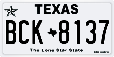 TX license plate BCK8137