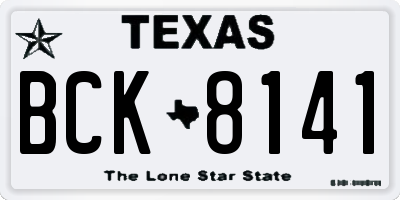 TX license plate BCK8141