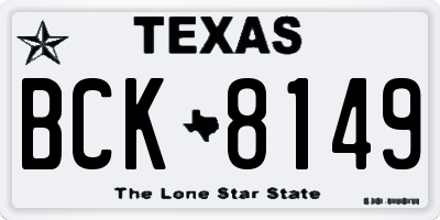 TX license plate BCK8149