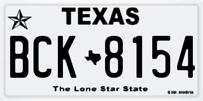 TX license plate BCK8154