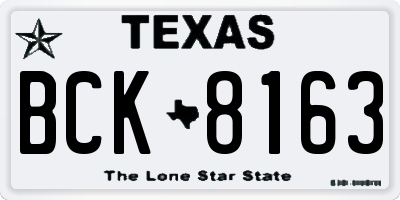 TX license plate BCK8163