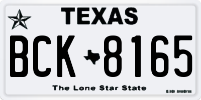 TX license plate BCK8165