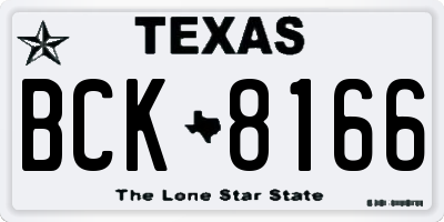 TX license plate BCK8166