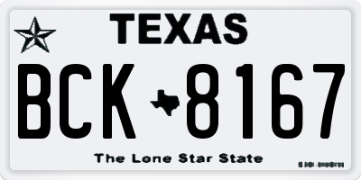 TX license plate BCK8167