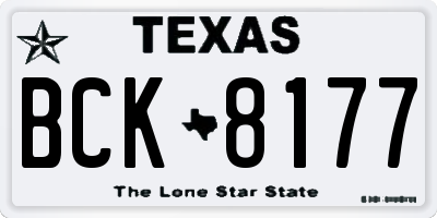 TX license plate BCK8177