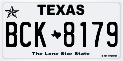 TX license plate BCK8179