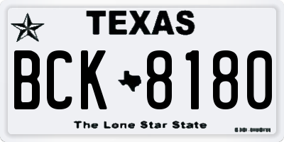 TX license plate BCK8180