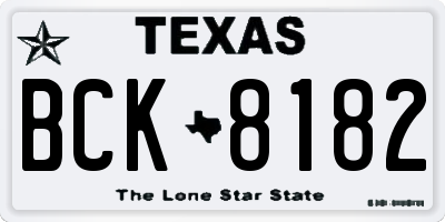 TX license plate BCK8182