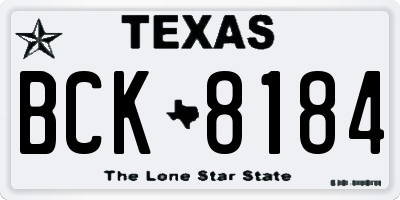TX license plate BCK8184
