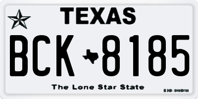 TX license plate BCK8185