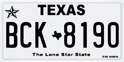 TX license plate BCK8190
