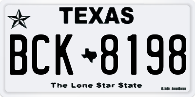 TX license plate BCK8198