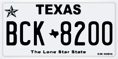 TX license plate BCK8200