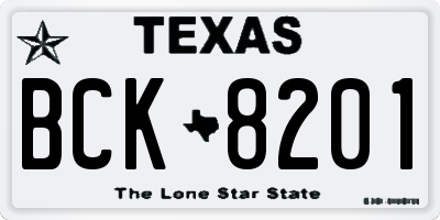 TX license plate BCK8201