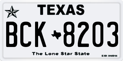 TX license plate BCK8203