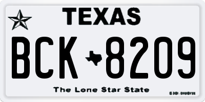 TX license plate BCK8209