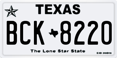TX license plate BCK8220