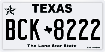 TX license plate BCK8222