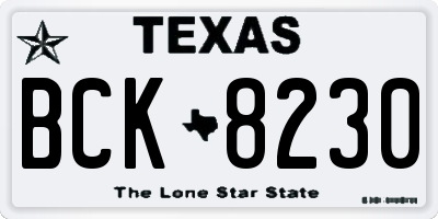 TX license plate BCK8230