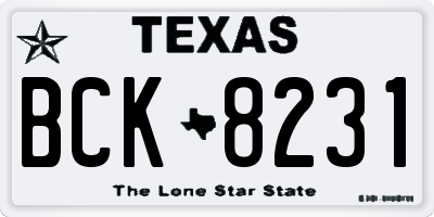 TX license plate BCK8231