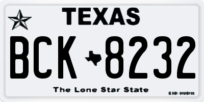 TX license plate BCK8232