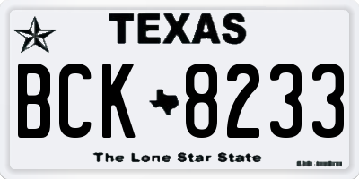 TX license plate BCK8233