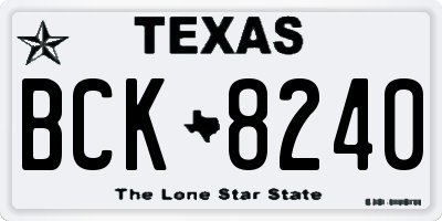 TX license plate BCK8240