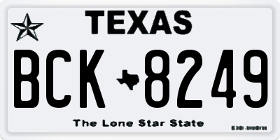 TX license plate BCK8249
