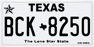 TX license plate BCK8250