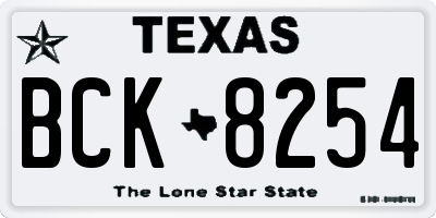 TX license plate BCK8254