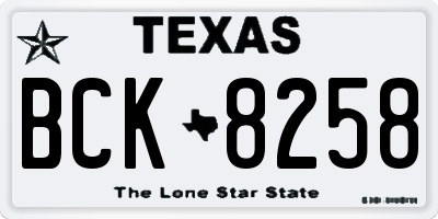 TX license plate BCK8258
