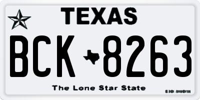 TX license plate BCK8263