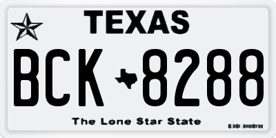 TX license plate BCK8288