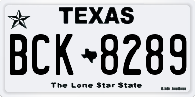 TX license plate BCK8289