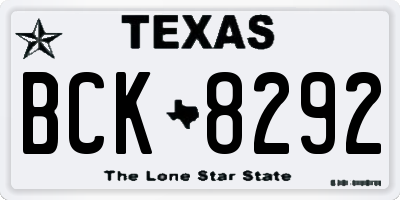 TX license plate BCK8292