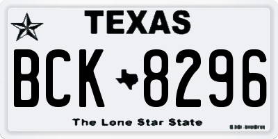 TX license plate BCK8296