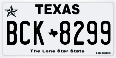 TX license plate BCK8299