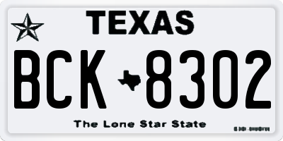 TX license plate BCK8302