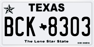 TX license plate BCK8303