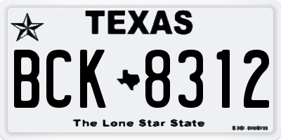 TX license plate BCK8312