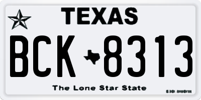 TX license plate BCK8313