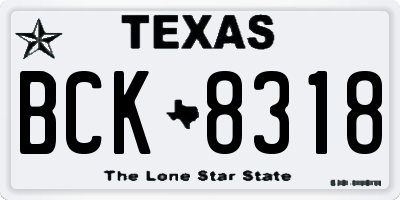 TX license plate BCK8318
