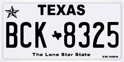 TX license plate BCK8325