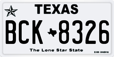 TX license plate BCK8326